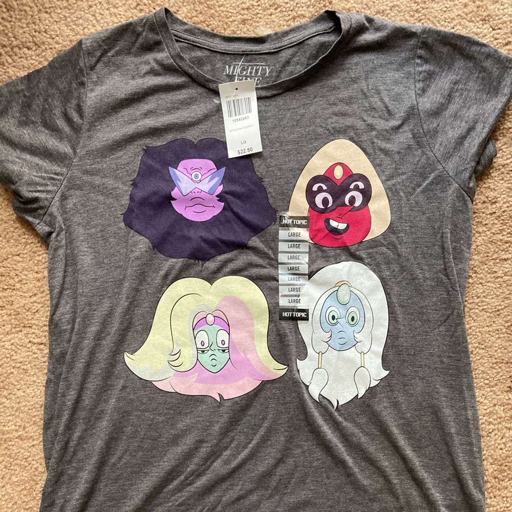 Mighty Fine Gray Short Sleeve Tee with Cartoon Characters